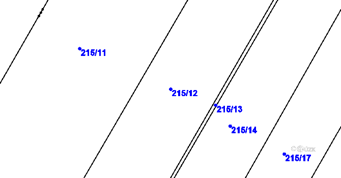 Parcela st. 215/12 v KÚ Puchlovice, Katastrální mapa