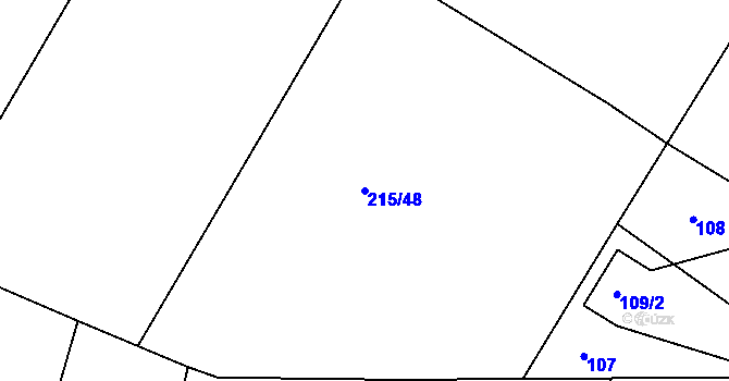 Parcela st. 215/48 v KÚ Puchlovice, Katastrální mapa