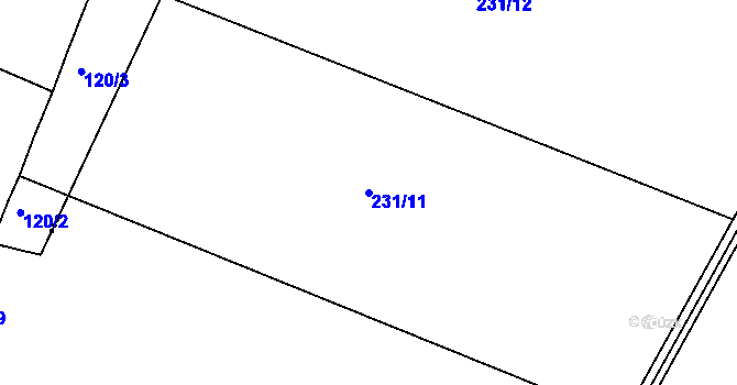 Parcela st. 231/11 v KÚ Puchlovice, Katastrální mapa