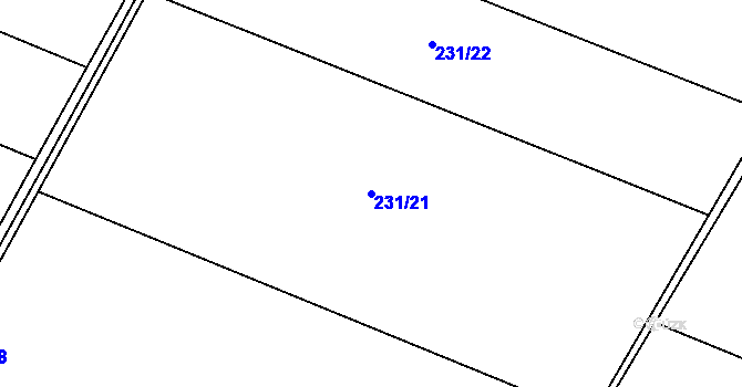 Parcela st. 231/21 v KÚ Puchlovice, Katastrální mapa