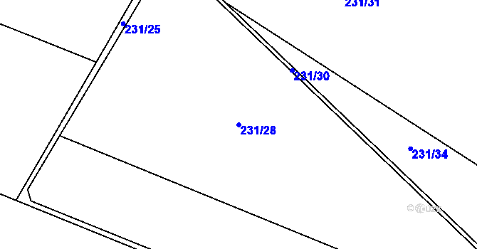 Parcela st. 231/28 v KÚ Puchlovice, Katastrální mapa