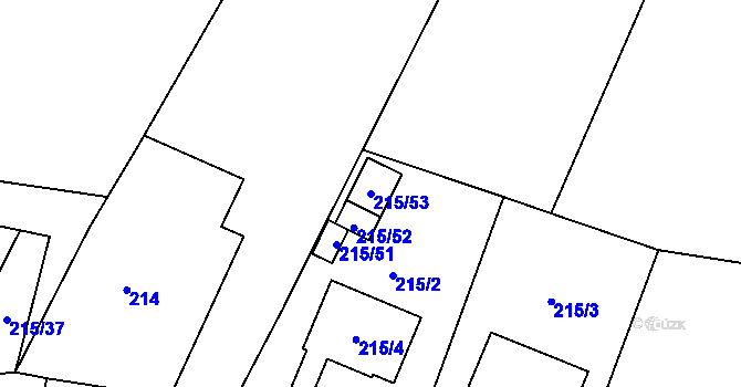 Parcela st. 215/53 v KÚ Puchlovice, Katastrální mapa