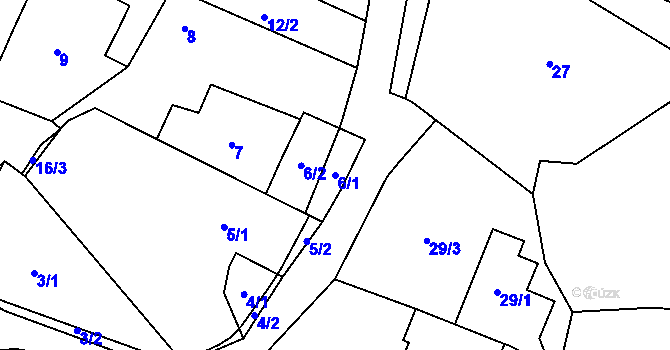 Parcela st. 6/1 v KÚ Puchlovice, Katastrální mapa