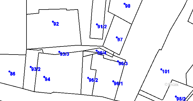 Parcela st. 96/4 v KÚ Puchlovice, Katastrální mapa