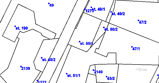 Parcela st. 50/1 v KÚ Bohaté Málkovice, Katastrální mapa