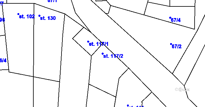 Parcela st. 117/2 v KÚ Bohaté Málkovice, Katastrální mapa