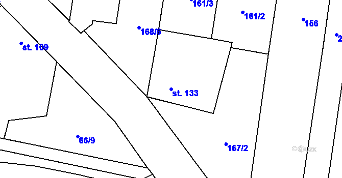 Parcela st. 133 v KÚ Bohaté Málkovice, Katastrální mapa