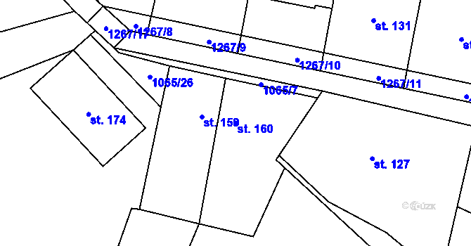 Parcela st. 160 v KÚ Bohaté Málkovice, Katastrální mapa