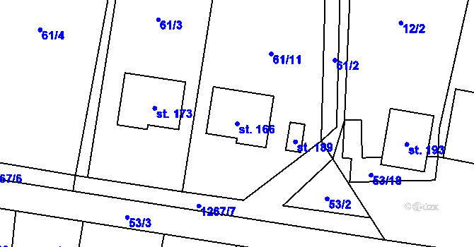 Parcela st. 166 v KÚ Bohaté Málkovice, Katastrální mapa