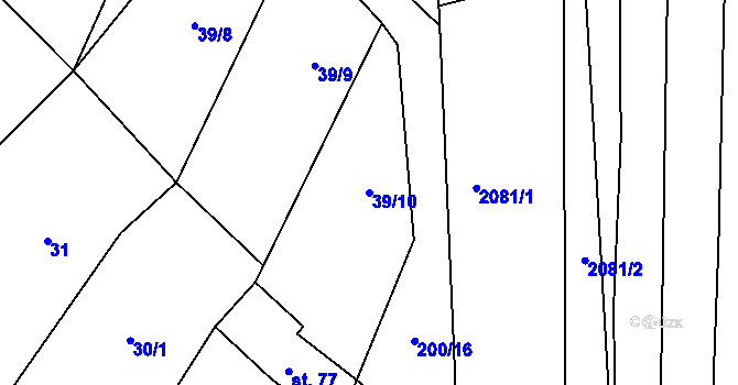 Parcela st. 39/10 v KÚ Bohaté Málkovice, Katastrální mapa