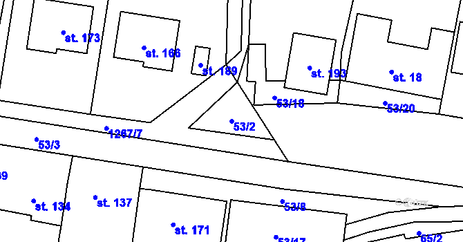 Parcela st. 53/2 v KÚ Bohaté Málkovice, Katastrální mapa
