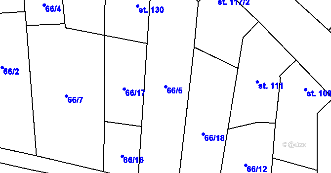 Parcela st. 66/5 v KÚ Bohaté Málkovice, Katastrální mapa