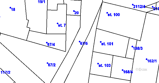 Parcela st. 67/5 v KÚ Bohaté Málkovice, Katastrální mapa