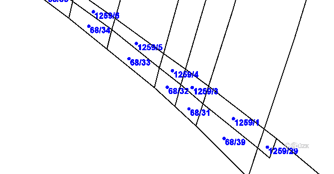 Parcela st. 68/32 v KÚ Bohaté Málkovice, Katastrální mapa