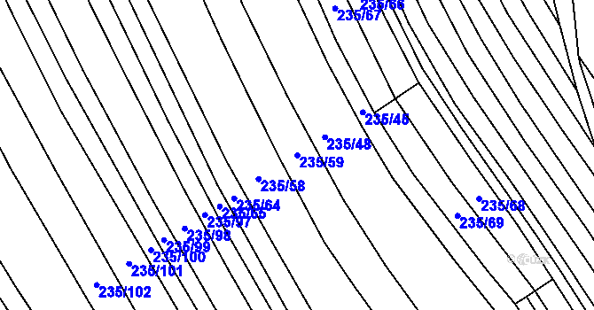 Parcela st. 235/59 v KÚ Bohaté Málkovice, Katastrální mapa
