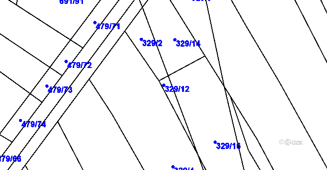 Parcela st. 329/12 v KÚ Bohaté Málkovice, Katastrální mapa