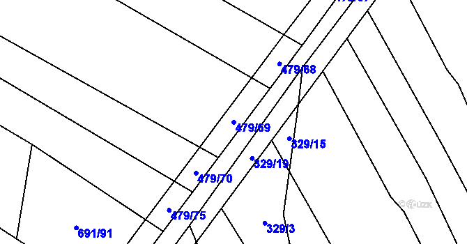 Parcela st. 479/69 v KÚ Bohaté Málkovice, Katastrální mapa