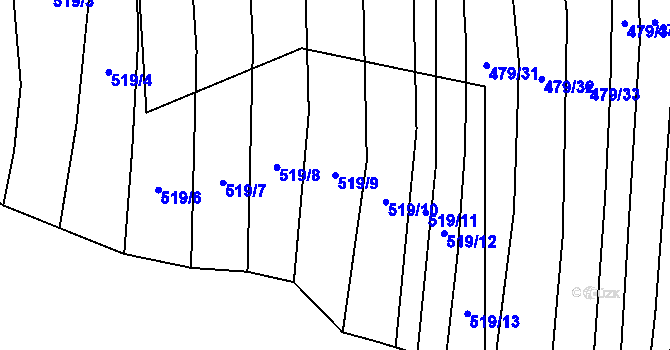 Parcela st. 519/9 v KÚ Bohaté Málkovice, Katastrální mapa