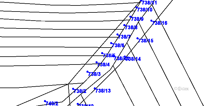 Parcela st. 738/5 v KÚ Bohaté Málkovice, Katastrální mapa