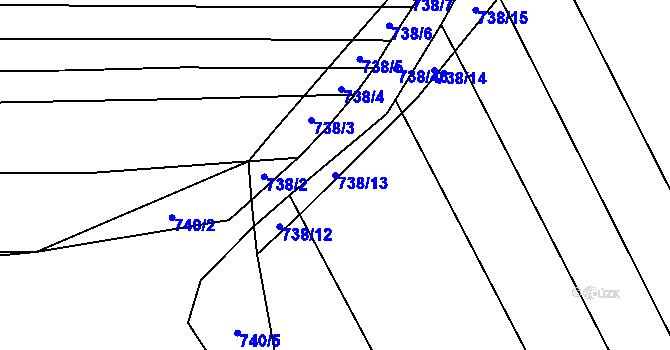 Parcela st. 738/13 v KÚ Bohaté Málkovice, Katastrální mapa