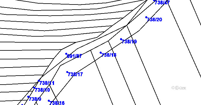 Parcela st. 738/18 v KÚ Bohaté Málkovice, Katastrální mapa