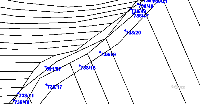 Parcela st. 738/19 v KÚ Bohaté Málkovice, Katastrální mapa