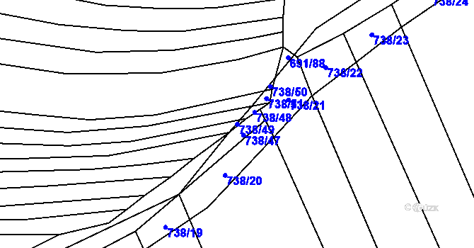 Parcela st. 738/49 v KÚ Bohaté Málkovice, Katastrální mapa