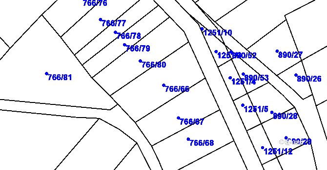 Parcela st. 766/66 v KÚ Bohaté Málkovice, Katastrální mapa