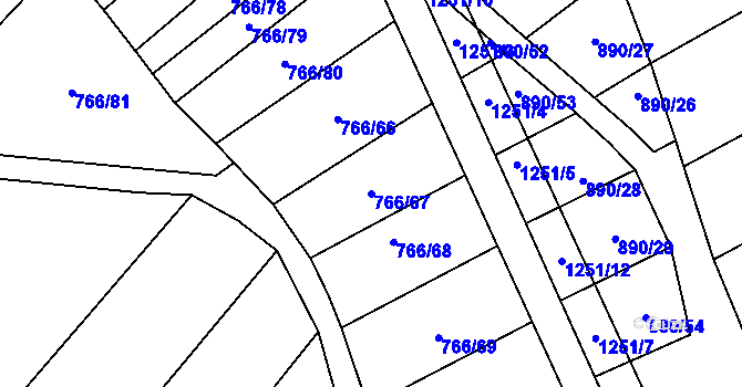 Parcela st. 766/67 v KÚ Bohaté Málkovice, Katastrální mapa
