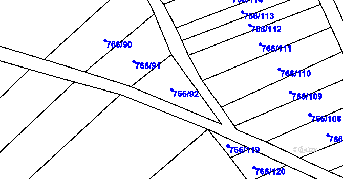 Parcela st. 766/92 v KÚ Bohaté Málkovice, Katastrální mapa