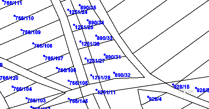 Parcela st. 890/31 v KÚ Bohaté Málkovice, Katastrální mapa