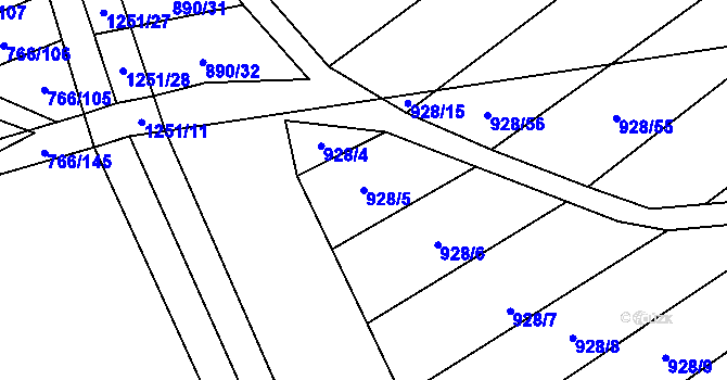 Parcela st. 928/5 v KÚ Bohaté Málkovice, Katastrální mapa
