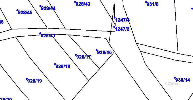 Parcela st. 928/16 v KÚ Bohaté Málkovice, Katastrální mapa