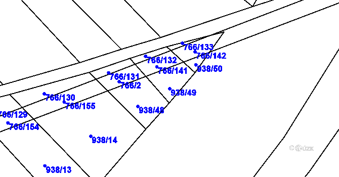 Parcela st. 938/49 v KÚ Bohaté Málkovice, Katastrální mapa