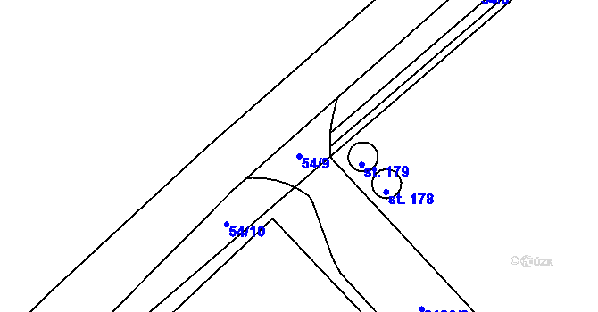 Parcela st. 54/9 v KÚ Bohaté Málkovice, Katastrální mapa