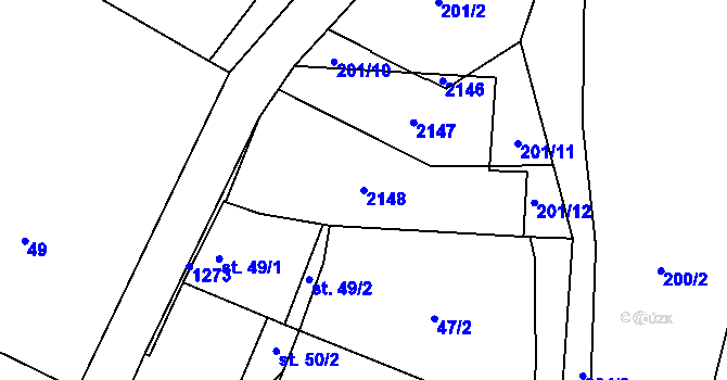 Parcela st. 2148 v KÚ Bohaté Málkovice, Katastrální mapa