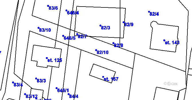 Parcela st. 82/10 v KÚ Bohatice u Zákup, Katastrální mapa