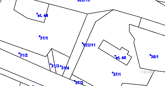 Parcela st. 622/11 v KÚ Bohatice u Zákup, Katastrální mapa
