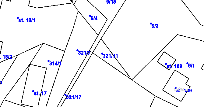 Parcela st. 321/11 v KÚ Bohatice u Zákup, Katastrální mapa