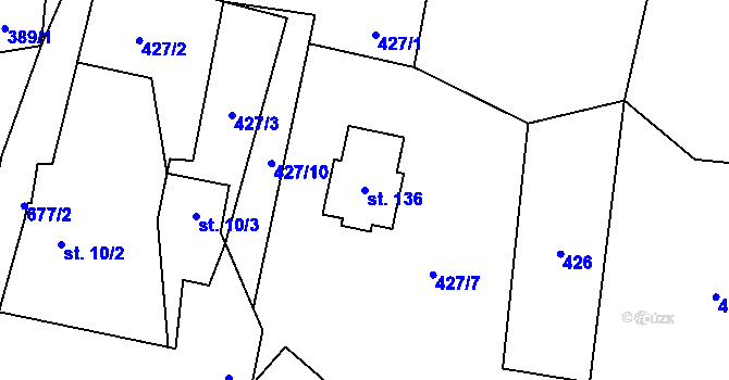 Parcela st. 136 v KÚ Bohatice u Zákup, Katastrální mapa