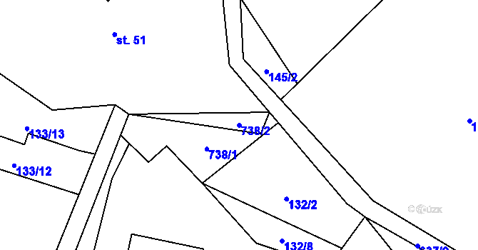 Parcela st. 738/2 v KÚ Bohatice u Zákup, Katastrální mapa