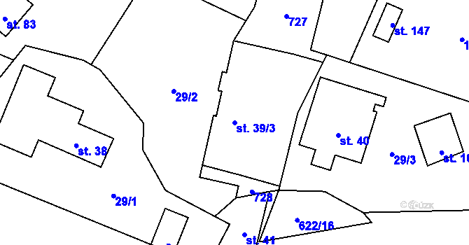 Parcela st. 39/3 v KÚ Bohatice u Zákup, Katastrální mapa