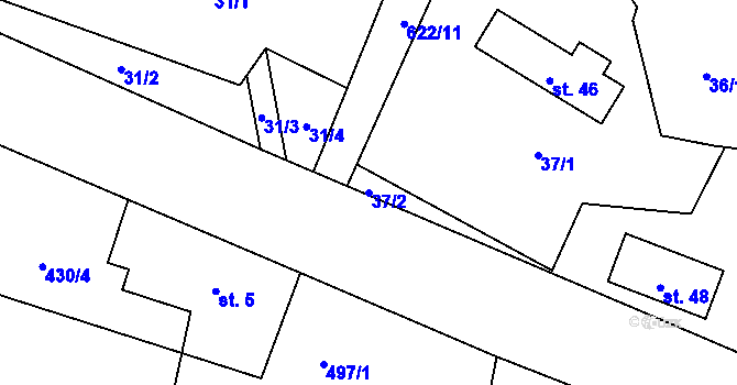 Parcela st. 37/2 v KÚ Bohatice u Zákup, Katastrální mapa