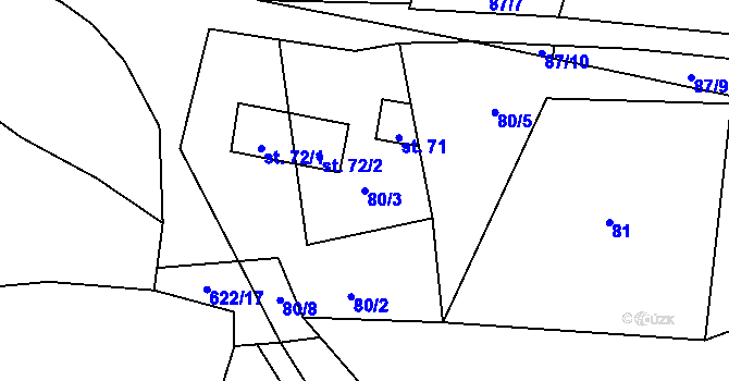 Parcela st. 80/3 v KÚ Bohatice u Zákup, Katastrální mapa