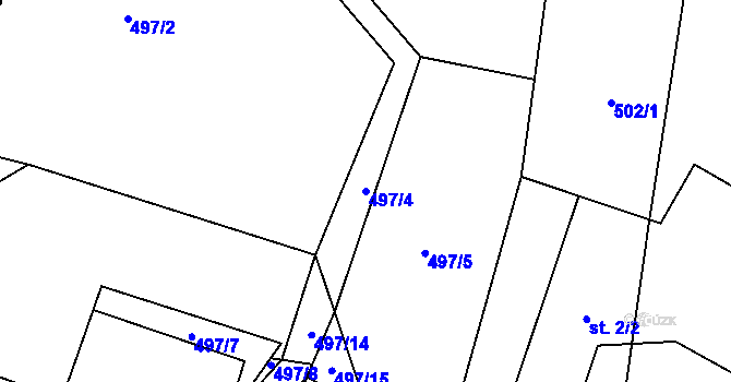 Parcela st. 497/4 v KÚ Bohatice u Zákup, Katastrální mapa