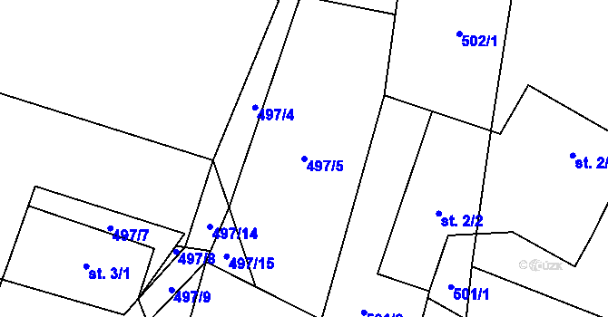 Parcela st. 497/5 v KÚ Bohatice u Zákup, Katastrální mapa