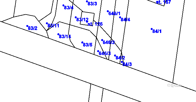 Parcela st. 646/3 v KÚ Bohatice u Zákup, Katastrální mapa