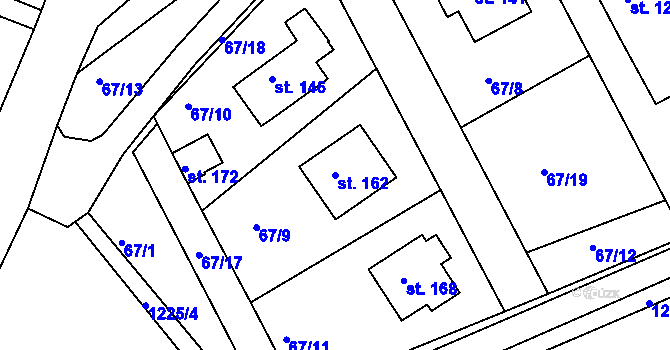 Parcela st. 162 v KÚ Bohdalec, Katastrální mapa
