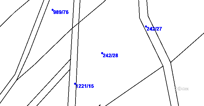 Parcela st. 242/28 v KÚ Bohdalec, Katastrální mapa