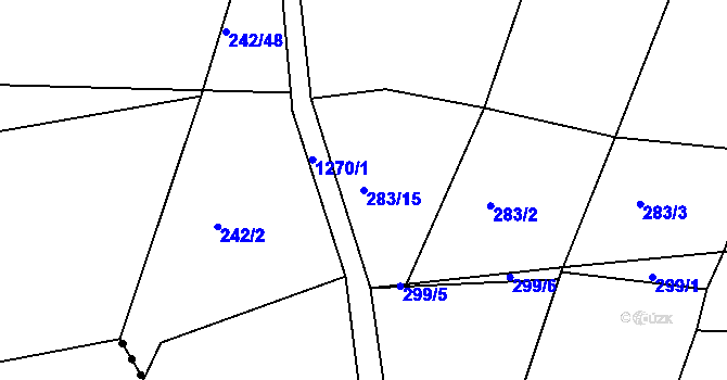 Parcela st. 283/15 v KÚ Bohdalec, Katastrální mapa